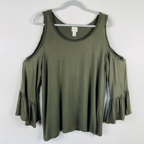 Chico top large 12 olive - chico's,