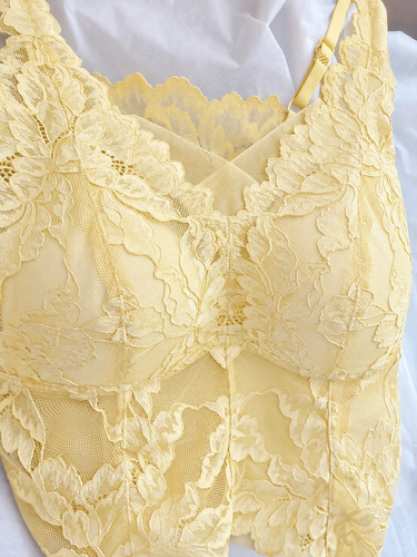 Women yellow floral - yellow, lace